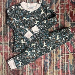 Hanna Andersson 4T Long John Pajamas - Floral Unicorn Print